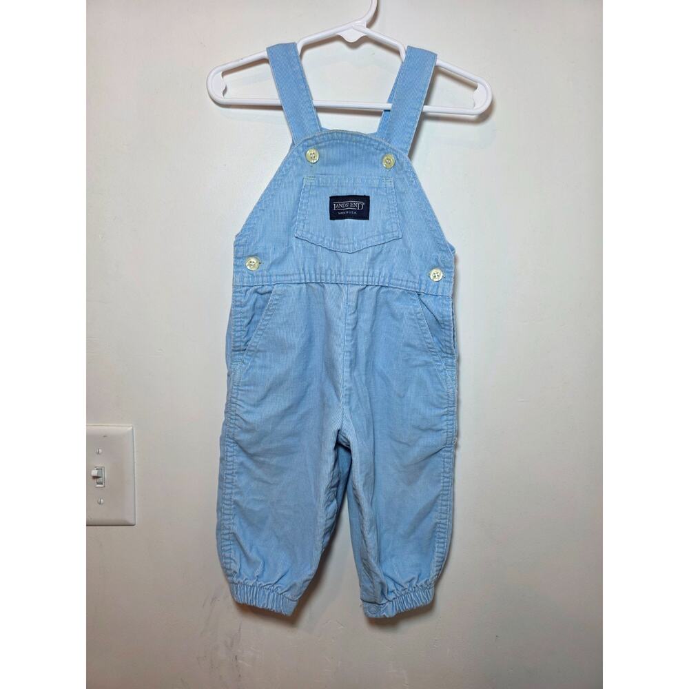 Lands End Vintage 90s Corduroy Overalls Boys Size 24 Months Blue One-Piece Baggy
